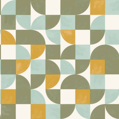 Tapeta geometryczna retro Caselio GNL2 105360387 Happiness Green Life 2