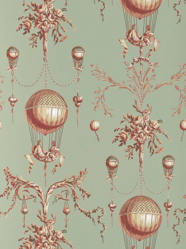 Tapeta balony w stylu toile de jouy Pierre Frey BP300004 Roziere - Fond Uni Collection Anniversaire 1823-2023