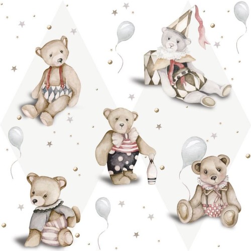 Tapeta misie Teddy Bears French / Toys From The Attic Dekornik DEKO.TAP.168