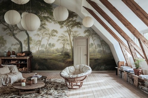 Fototapeta krajobraz lasu Rebel Walls R18802 The Green Forest Morning Scenic Landscapes