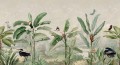 Fototapeta bananowce i egzotyczne ptaki Rebel Walls R18824 Tropical Palms Birds Scenic Landscapes