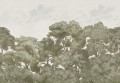 Fototapeta krajobraz drzew Rebel Walls R18825 Bellewood Clouds Green Vintage Scenic Landscapes