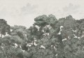 Fototapeta krajobraz drzew Rebel Walls R18826 Bellewood Clouds Blue Vintage Scenic Landscapes