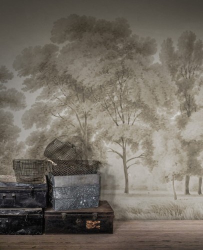 Fototapeta krajobraz skandynawskiego lasu Rebel Walls R18827 Whispering Forest Beige Scenic Landscapes