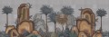 Fototapeta krajobraz palm i gór London Art MUN04 D Le Paysage Tale Books: Les Mille et une Nuits