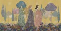 Fototapeta kolorowe drzewa i księżniczki London Art MUN09 A Les Princesses Tale Books: Les Mille et une Nuits