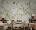 Fototapeta roślinne pnącza i ptaki Sandberg S10424 Bloom Spring Green Chinoiserie Garden