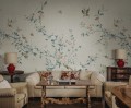 Fototapeta roślinne pnącza i ptaki Sandberg S10426 Bloom Gray Chinoiserie Garden
