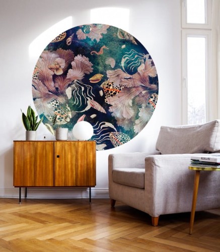 Mural okrągły podwodny świat Dots Black Sea 8686 Wallcolors