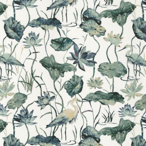 Tkanina wiskozowo-lniana z czaplami Camengo 38720182 Heron Piuma