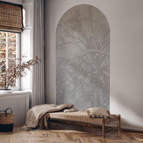 Mural łuk cieniowane kwiaty Wall Art Grey Ombre Flower Łuk