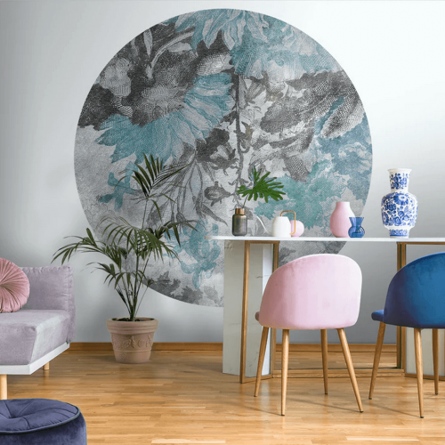 Mural okrągły kwiaty Wall Art Anemone Koło