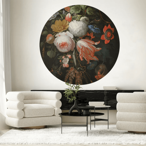 Mural okrągły kwiaty Wall Art Boudoir Koło