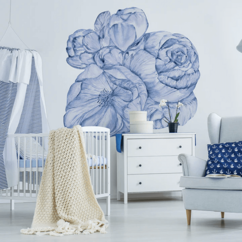 Mural kwiaty Wall Art Brassica Blue Koło