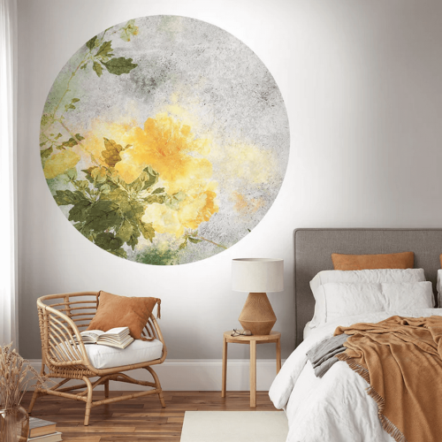 Mural okrągły polne kwiaty Wall Art Bright Koło