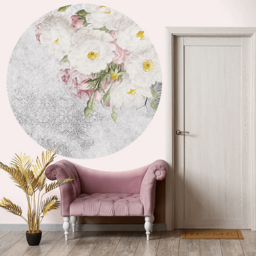 Mural okrągły kwiaty i ornament Wall Art Cherished Koło