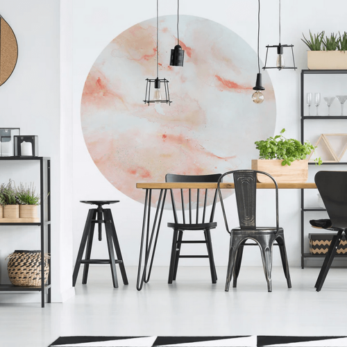Mural okrągły artystyczny marmur Wall Art Coral Koło