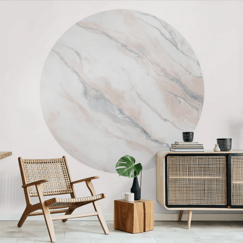 Mural okrągły marmur Wall Art Clarity Silver Koło