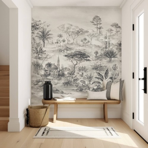 Fototapeta krajobraz włoskiego ogrodu Les Dominotiers DOM3013 Jardin Italien Noir Et Blanc Volume 13