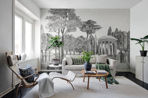 Fototapeta krajobraz parku Rebel Walls R19738 Chatsworth Park Graphite Jack Kinsey