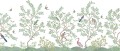 Fototapeta w stylu chinoiserie z małpami, ptakami i krzewami Rebel Walls R19756 Monkeys Paradise White Jack Kinsey
