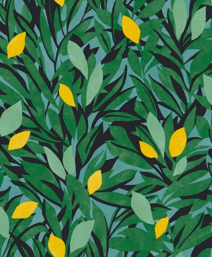 Tapeta liście i cytryny Caselio 105457720 Cassis Azur