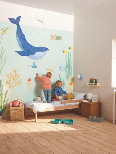 Mural wieloryb i morskie stworzenia Caselio MNM 105666001 M Le Monde De La Mer Les Minis Mondes