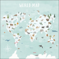 Mural mapa świata i zwierzęta Caselio MNM 105766301 M Decouvrir Le Monde Les Minis Mondes