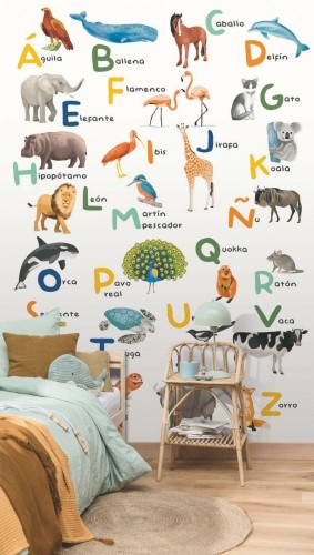Mural abecadło i zwierzęta hiszpański Caselio MNM 105863405 S Aprendemos El Alfabeto Les Minis Mondes