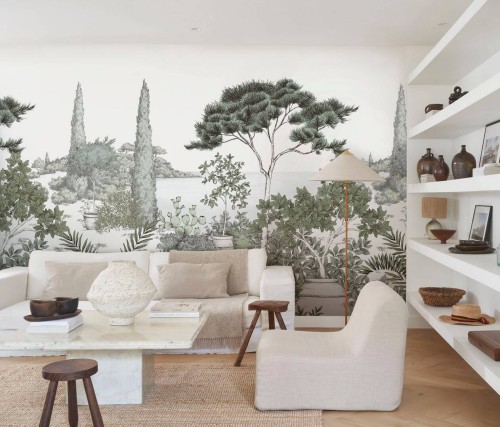 Mural krajobraz śródziemnomorskich ogrodów Casadeco WDWD 200017608 M A L'ombre Des Pins Wonderwalls 2