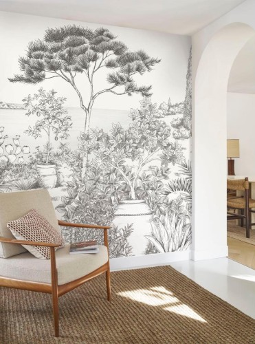 Mural krajobraz śródziemnomorskich ogrodów Casadeco WDWD 200019809 L A L'ombre Des Pins Wonderwalls 2