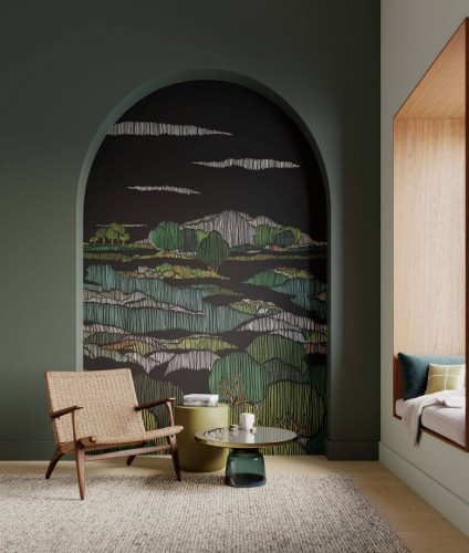 Mural krajobraz wzgórz i lasów Casadeco WDWD 200049903 M Obscurite Vegetale Wonderwalls 2