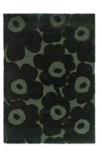 Dywan wełniany w kwiaty retro Marimekko Unikko Dark Green 132207