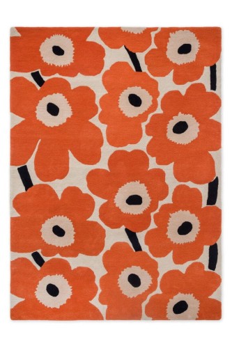 Dywan wełniany kwiaty Marimekko Unikko Orange Red 132403