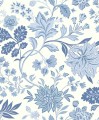 Tapeta kwiaty vintage Boras Tapeter 6144 Alicia Blue & White