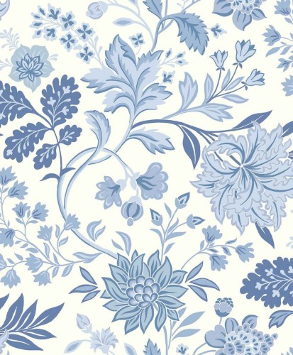 Tapeta kwiaty vintage Boras Tapeter 6144 Alicia Blue & White