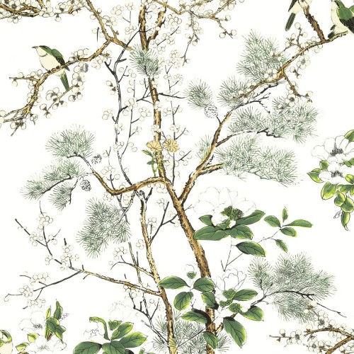 Tapeta botaniczna w stylu chinoiserie Thibaut T13621 Katsura Grand Palace