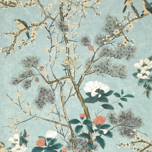 Tapeta botaniczna w stylu chinoiserie Thibaut T13625 Katsura Grand Palace