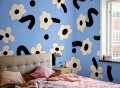 Fototapeta kwiatki Rebel Walls R20017 Dancing Flower Blue Happy Socks