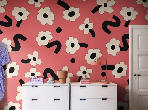 Fototapeta kwiatki Rebel Walls R20019 Dancing Flower Red Happy Socks