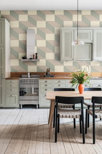 Fototapeta geometryczna 3D Rebel Walls R20026 Filled Optic Beige Happy Socks