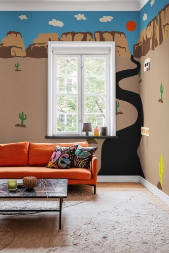 Fototapeta krajobraz pustyni Rebel Walls R20037 Camper Brown Happy Socks