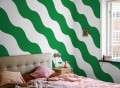 Fototapeta falujące paski Rebel Walls R20039 Polka Stripe Green Happy Socks