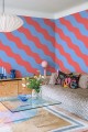 Fototapeta falujące paski Rebel Walls R20041 Polka Stripe Red Blue Happy Socks