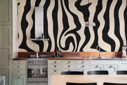 Fototapeta wirujące linie Rebel Walls R20043 Dizzy Black Happy Socks