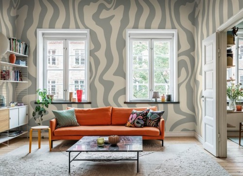 Fototapeta wirujące linie Rebel Walls R20044 Dizzy Grey Happy Socks