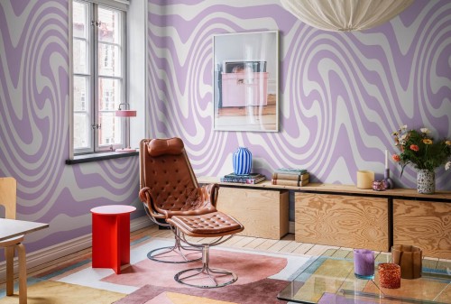 Fototapeta abstrakcyjna Rebel Walls R20046 Happy Wobbly Lilac Happy Socks
