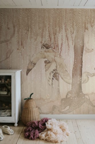 Fototapeta zaczarowany las Rebel Walls R20289 Dream Forest Girl Sandy Pink Mrs Mighetto