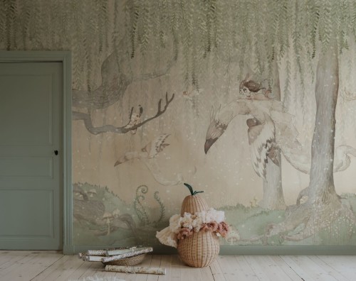 Fototapeta zaczarowany las Rebel Walls R20290 Dream Forest Girl Green Rose Mrs Mighetto