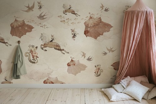 Fototapeta latający cyrk Rebel Walls R20294 Flying Circus Sandy White Mrs Mighetto